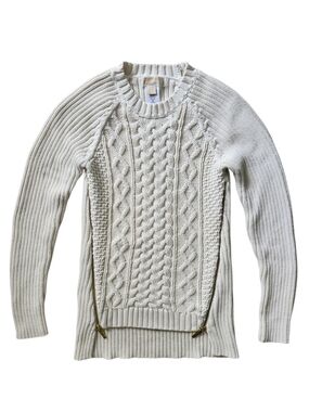 Michael Kors Cream Cable Knit Sweater with Side Zippers